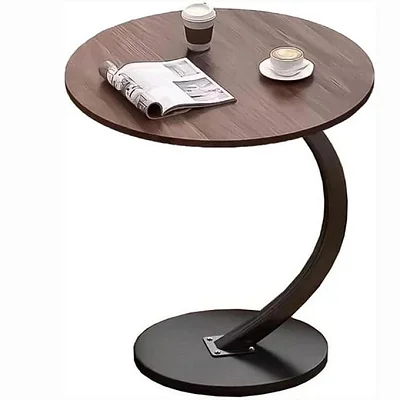 Wooden Coffee Table – C-Shaped Laptop, Tea &amp; Sofa Side Table - Brown
