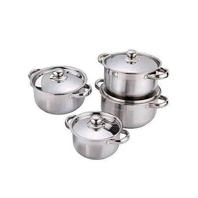 8 Piece Stainless Steel Saucepans Cookware Pots Set – Silver
