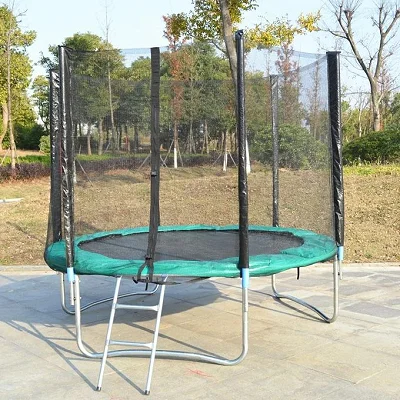 12ft Round Outdoor Trampoline with Ladder and Padded Poles