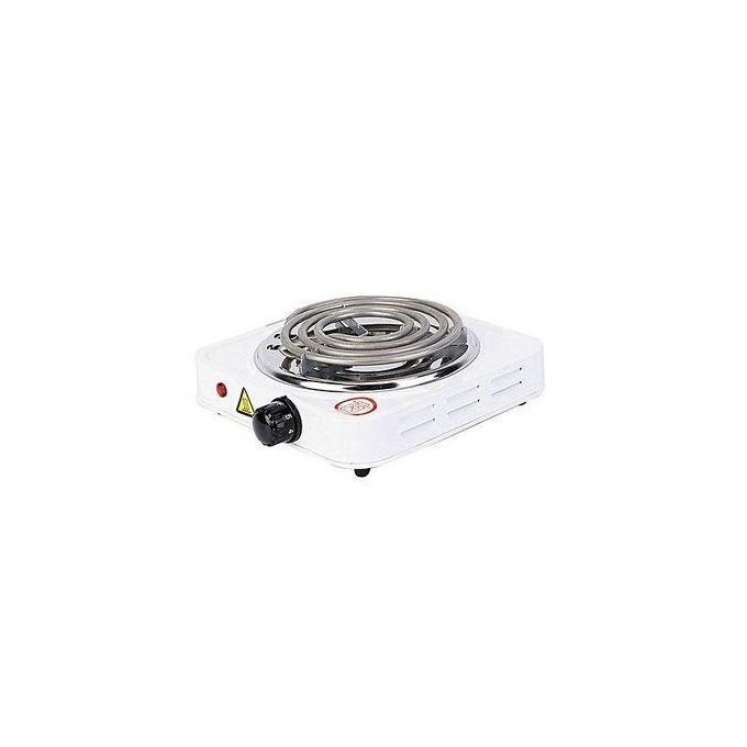 Single Electric Hot Plate With 3 Pin Adapter - White, black