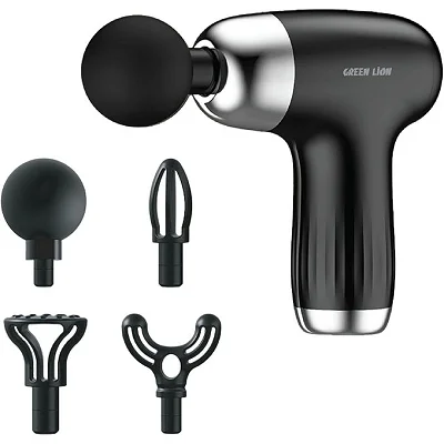 Rechargeable Deep Tissue Massage Gun with 4 Massage Heads &amp; 6 Speed Levels – Black