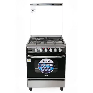 Saachi 3 Gas + 1 Electric Stove Cooker with Electric Oven 60×60cm – Silver & Black