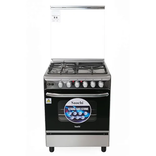Saachi 3 Gas + 1 Electric Stove Cooker with Electric Oven 60×60cm – Silver &amp; Black