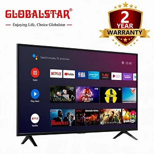 Globalstar 32-Inch Frameless Android Smart TV - Netflix, YouTube, Bluetooth, Wi-Fi & DVB-T2 - Black