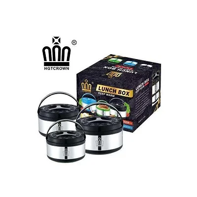 3Pcs Stainless Steel Lunch Box Warmers 2.5L, 5L &amp; 8L