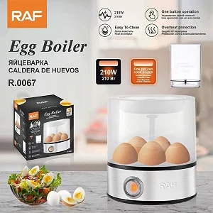 6-Egg Electric Egg Boiler with One-Touch Control & Measuring Cup