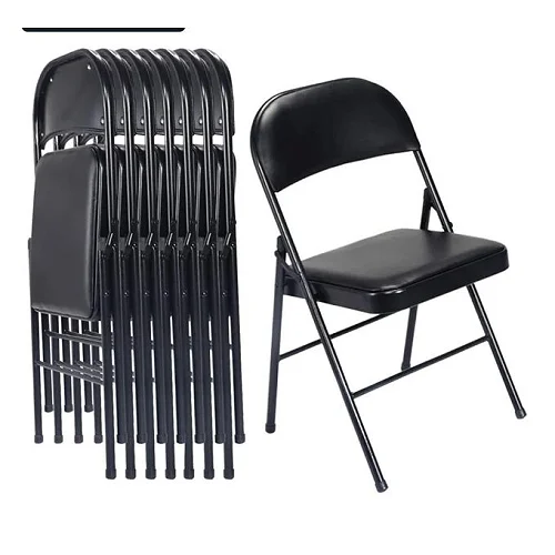 Folding Chairs with Padded Seats – Black