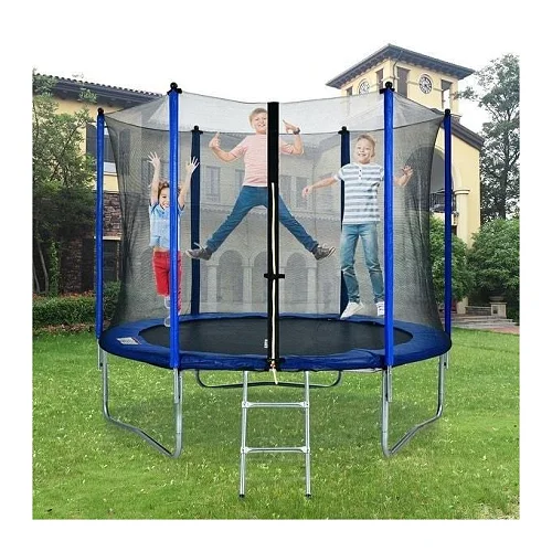 8ft Round Outdoor Trampoline with Ladder and Padded Poles