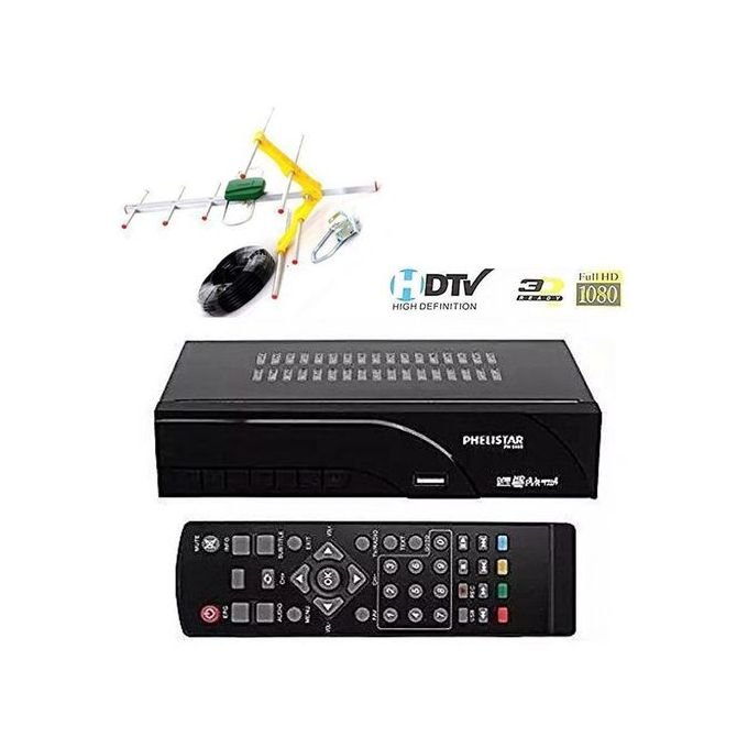 Phelistar HD Digital Decoder with Free TV Antenna Kit