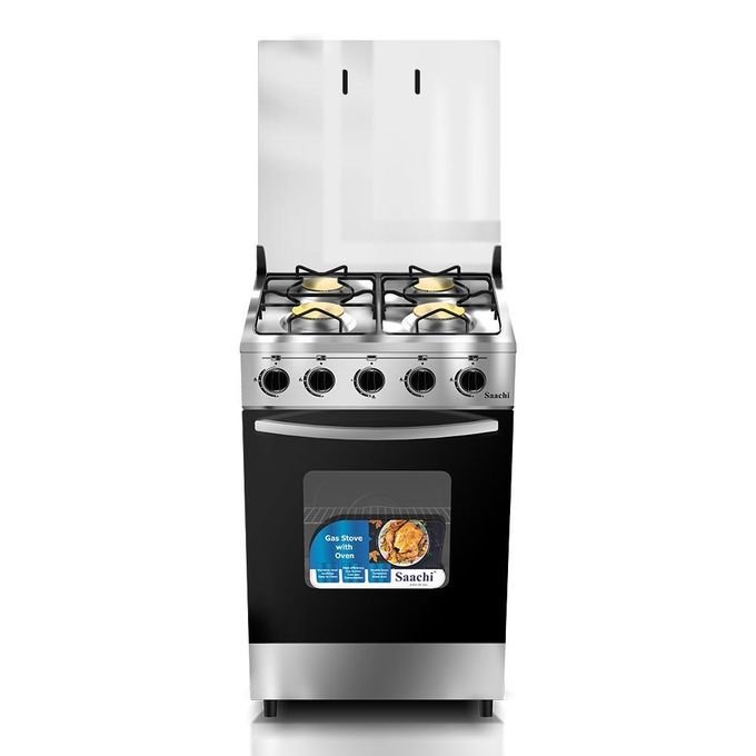Saachi Stainless Steel Full Gas Stove/Cooker (50x50cm) - Silver Black