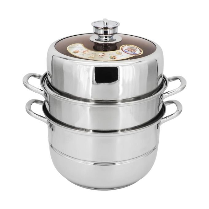 28Cm Stainless-steel Food Steamer With Manual Timer - Silver