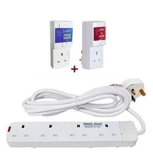 Sollatek Pack of TV Guard+ Fridge Guard +Extention Cable 4 ways-White