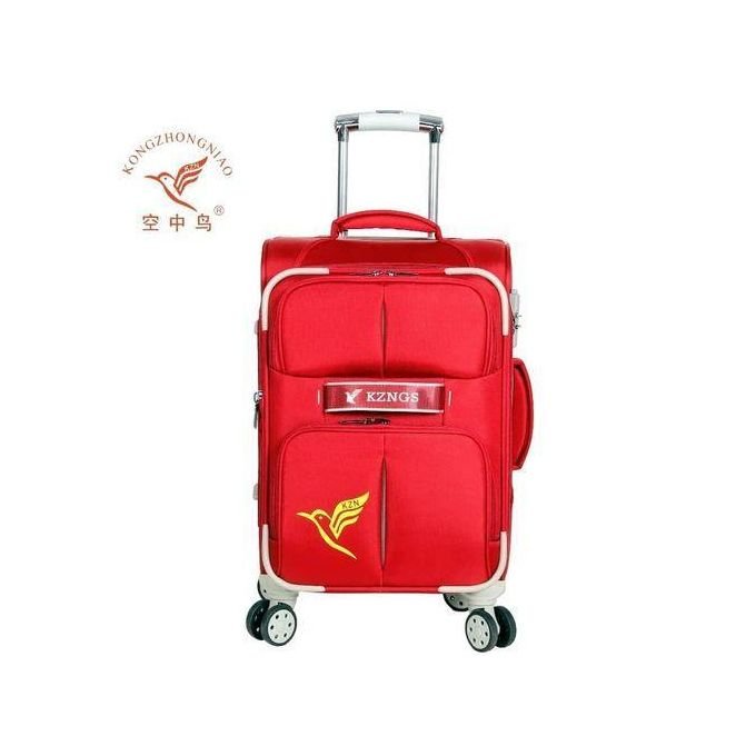 Small Size KZNGS Fabric Cloth Travel Suitcase With 5 Spin Wheels- Red