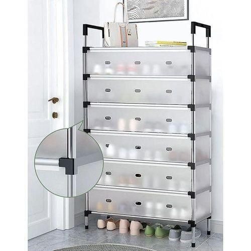Shoe Rack 7 Layer with Dust Proof Covers - white