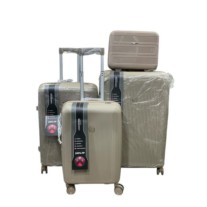 Set Of 4 Pcs  Waterproof Rubber Suitcase - (L,M,S,XS) - Beige