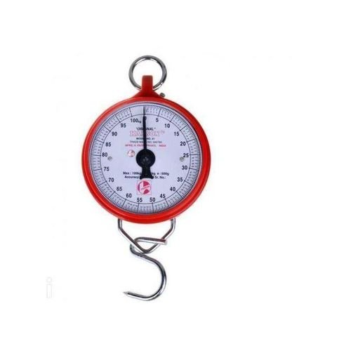 Hanson Heavy Duty Portable, Hook Type 100Kg Weighing Scale, Red.