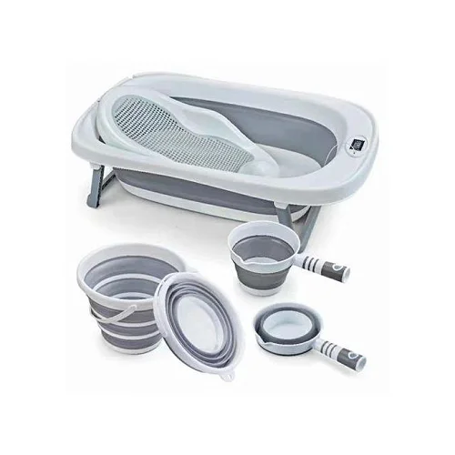 5PCS Foldable Baby Bath Tub Set, Portable Infant Bathtub for Newborns &amp; Kids