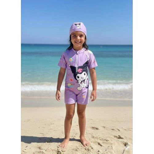 Kids swimsuit with a cap ( 5 - 12 years)  - Multi color prints