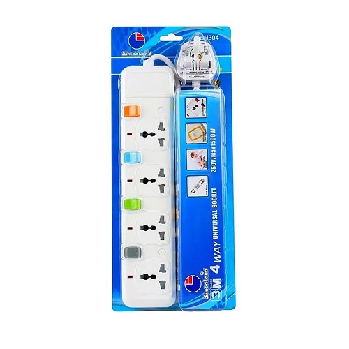 Simbaland 3M 4-Way Universal Extension Cable Socket – SB404 / 4304