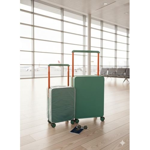 Leaves King Black Wide handle Suitcase - 2set