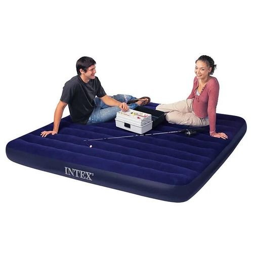 Intex 6x6 Inflatable Durable Beam Air Mattress- Navy Blue