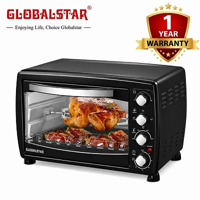 Globalstar GS-OV38 38L Electric Oven – Rotisserie, Convection, Interior Light &amp; Baking Function, Black