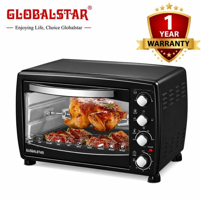 Globalstar 38L Electric Oven – Rotisserie, Convection, Interior Light & Baking Function, Black