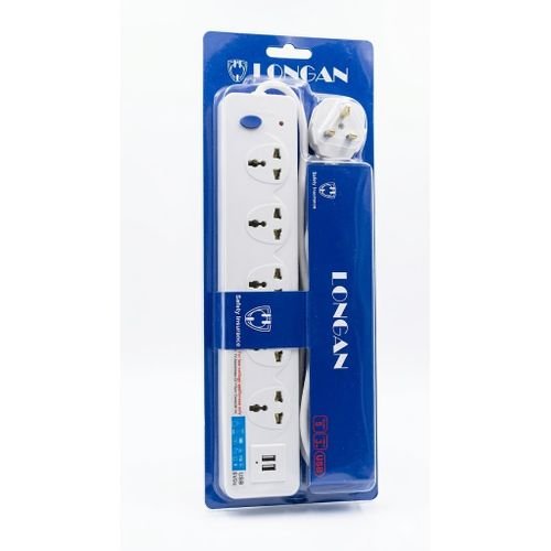 Longan USB Surge Protector Extension Cable with 4 Outlets and 3M Cord