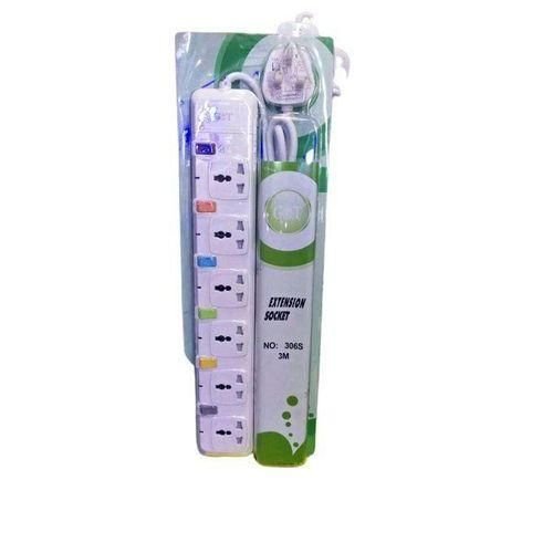 G & T 6Way Overload Protection Extension Cable Socket - White