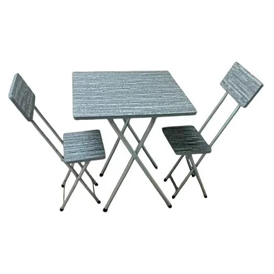 Wooden Foldable Table with 2 Foldable Chairs -Cream