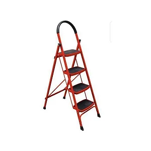 4-Step Metal Folding Ladder with Non-Slip Pedals for Home and Office