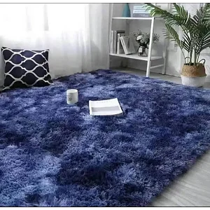Medium Fluffy Shaggy Center Carpet 1.5m x 2m – Blue Patched
