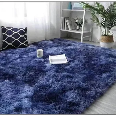 Medium Fluffy Shaggy Center Carpet 1.5m x 2m – Blue Patched