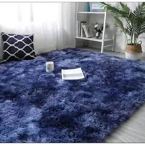 Medium Fluffy Shaggy Center Carpet 1.5m x 2m – Blue Patched