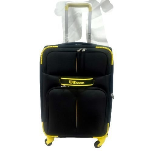 Large Size Wiersoon Fashion Travel Fabric Suite Case With 4-Wheel Spinner Wheels - Black/ Yellow
