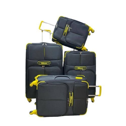 Wiersoon Fashion Travel Fabric Suite Case With 4-Wheel Spinner Wheels - Black/ Yellow