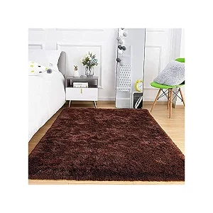Medium Fluffy Shaggy Center Carpet 1.5m x 2m – Brown