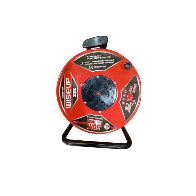 25m WISEUP Heavy Duty Extension Reel 2.5mm Industrial Electric Power Cable  - Red