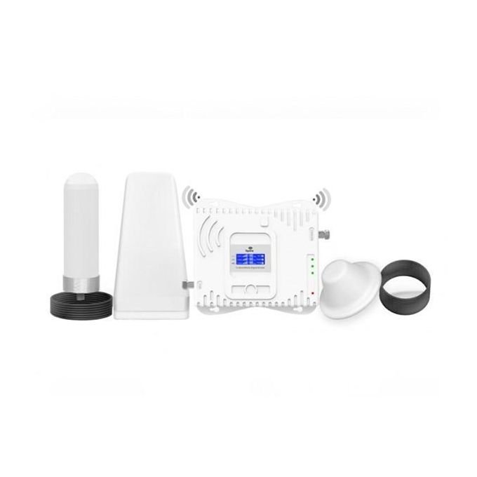 Mobile Cell Phone Amplifier Triband Booster Triple Band 2G/3G/4G GSM Signal Booster+ Site Installation Repeater ALC Antenna Kit -White