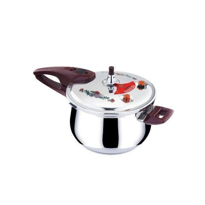7L Stainless Steel Non Electric Pressure Cooker Mini Pressure Cooker for Induction Gas And Electric Stoves With Ergonomic Handle and Security Guard-Silver