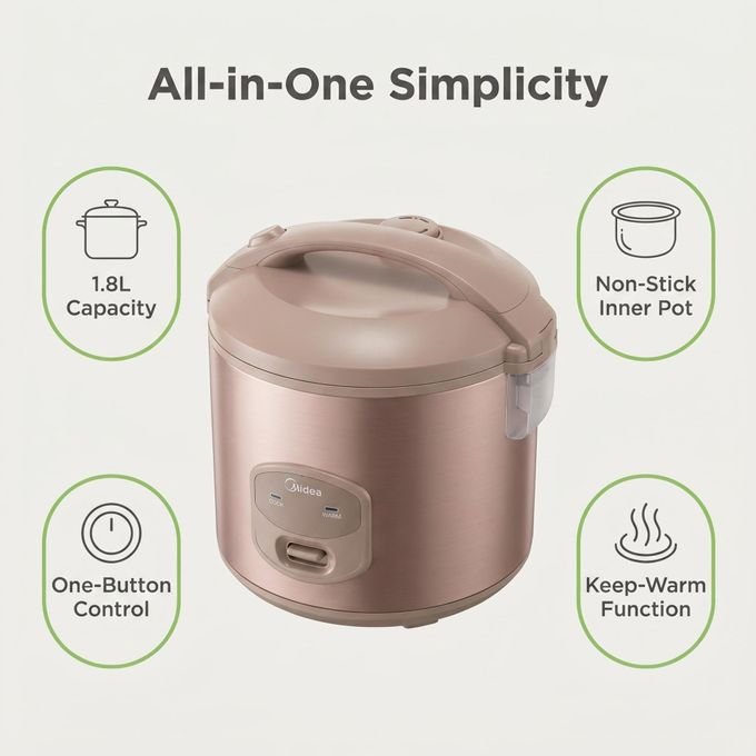 Midea Rice Cooker 1.8L- Brown