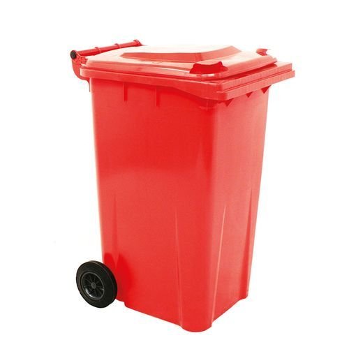 Outdoor 240L Plastic Waste Bin- Heavy Duty - Red