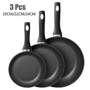 3-Piece Non-Stick Frying Pan Set 20/22/24cm – Black
