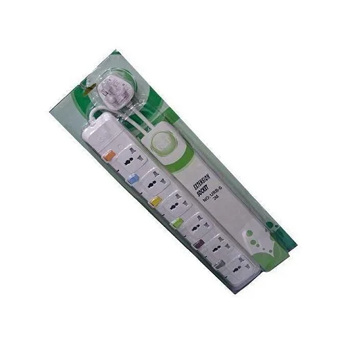 G &amp; T 6 Socket Heavy Duty Extension Cable with Overload Protection – 3 Metres - White