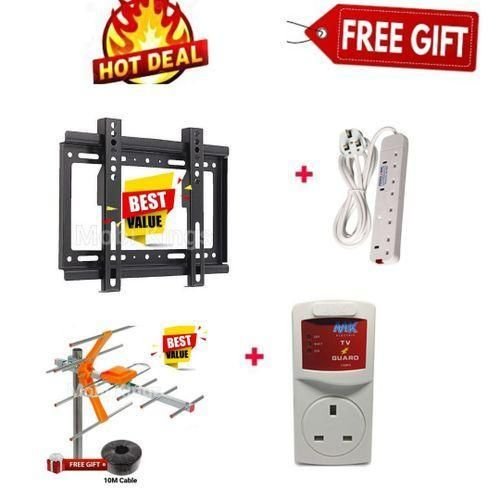 Pack Of TV Wall Bracket+Tv Guard+Extension+ Aerial