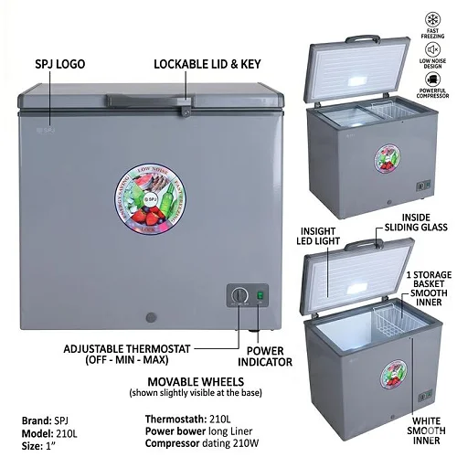 SPJ 210 Litres Chest Freezer – Deep Freezer - Grey