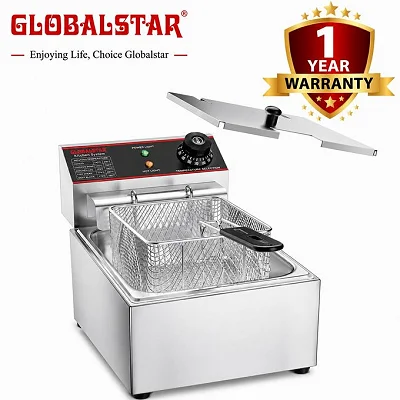 Globalstar 6 Litre GS-81A Electric Deep Fryer - 2500W, Adjustable Temperature, Silver