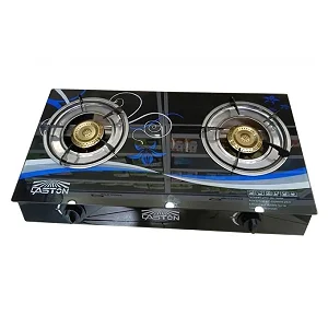 2 Burner Tempered Glass Gas Stove with Automatic Ignition – Black