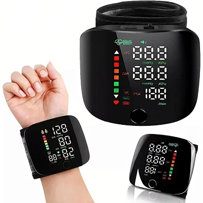 Digital Wrist Blood Pressure and Heart Rate Monitor – USB Rechargeable
