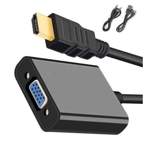 HDMI To VGA Adapter (Analog Converter) Cable With Audio Power Converter - Black
